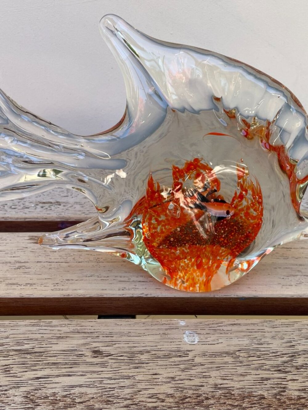 Murano Style Hand Blown Art Glass Angel Fish Aquarium Paperweight - Picture 10 of 10